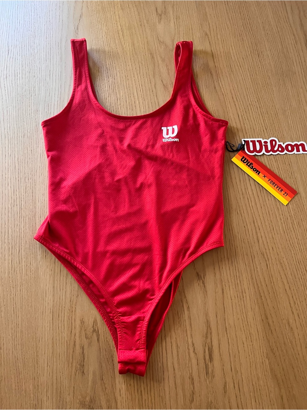 Wilson X Forever 21 Red Scoop Neck One-Piece Bodysuit